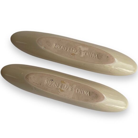 Vintage Shonfelds China 9” Stoneware Olive Boat Charcuterie Long Server Set - Picture 13 of 15